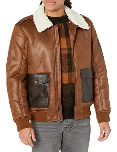 Levi's Men Faux Leather Aviator Bomber Jacket