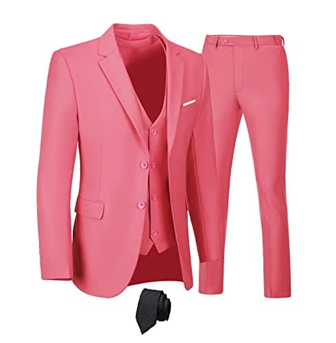 Men's 3-Piece Slim Fit Suit Set - Wedding Business Tuxedo with Blazer, Vest, Pants & Tie