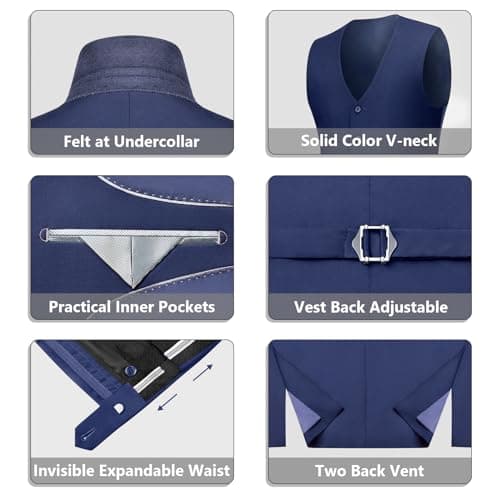Slim Fit 3 Piece Men's Suit - LUPURTY Tuxedo Set with Jacket, Vest, Pants and Tie