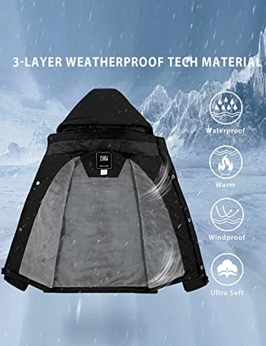 ZSHOW Boys' Waterproof Ski Jacket with Hood and Fleece Lining