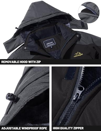 TACVASEN Men's Winter Water-Resistant Fleece Snow Ski Military Tactical Parka Jacket Raincoat
