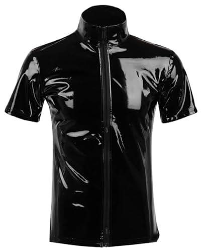 MALE SHINY PATENT LEATHER JACKET SLIM FIT NIGHTCLUB PARTY WEAR