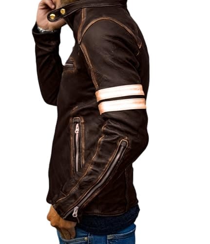 Genuine Lambskin Distressed Black Leather Jacket for Men - Café Racer Style
