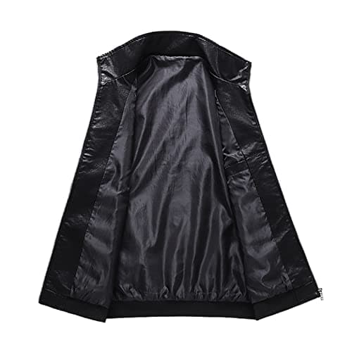 Maiyifu GJ Men's Faux Leather Zip-Up Moto Jacket