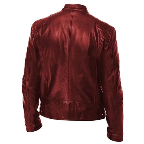 Men's Lightweight Faux Leather Zip Up Motorcycle Bomber Jacket PU Coat