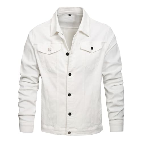 QIMYUM Men's Distressed Slim Denim Jean Jacket
