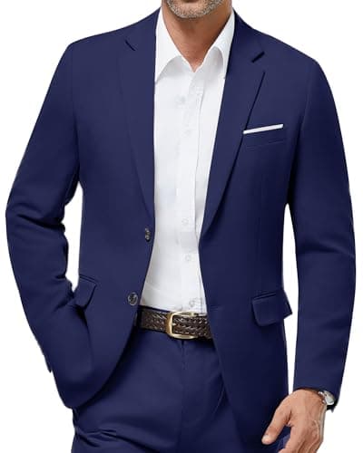 WULFUL Men's Slim Fit Casual Blazer Jacket - Lightweight Sport Coat