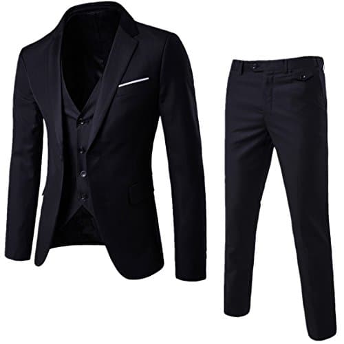 WULFUL Men’s Slim Fit 3-Piece Suit: Blazer, Vest & Pants for Business and Weddings