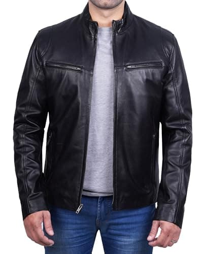 Blingsoul Premium Lambskin Leather Jacket for Men - Classic Biker Style