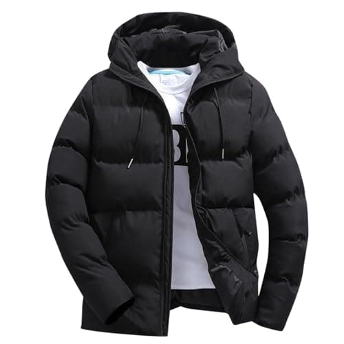 Men's Big and Tall Cotton Hooded Puffer JacketOutdoor Winter Warm Casual