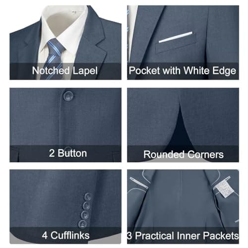 Lynerun Men's Slim Fit 2-Piece Prom Tuxedo Suit Jacket and Pants Set