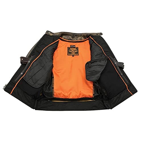 Milwaukee Men's Vented Black-Beige Distressed Leather Scooter Jacket with Liner