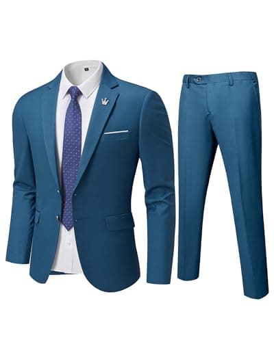 MY'S Men's Slim Fit Two-Piece Suit Notch Lapel Jacket and Pants Wedding Party Blazer