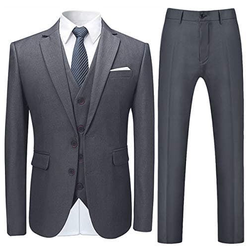 Cloudstyle Mens Classic Fit 3-Piece Wedding Dress Suit Jacket, Vest & Pants