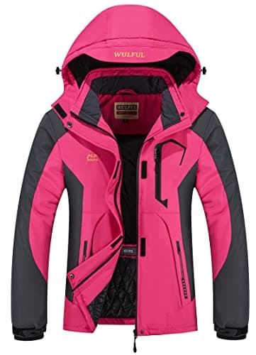 Women's Waterproof Winter Ski Jacket with Detachable Hood
