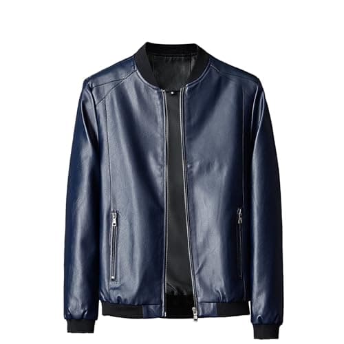 Vintage Men's Leather Stand Collar Faux Biker Jacket | Waterproof Long Sleeve