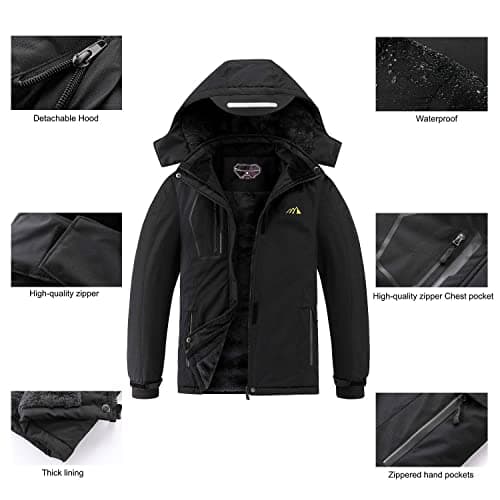 COOKFIP Kids' Waterproof Fleece Winter Snow Coat Windproof Hooded