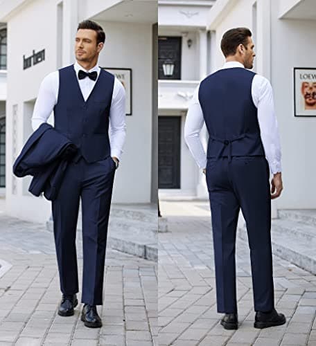 COOFANDY Men's Slim Fit Tuxedo Suit 3-Piece Set with Tie