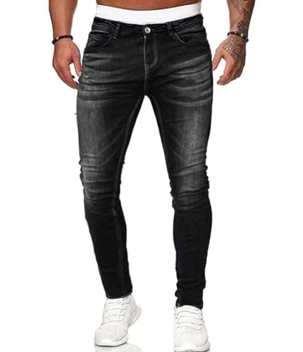 HUNGSON Mens Ripped Skinny Jeans