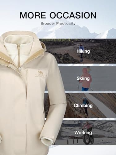 CAMEL Women's 3-in-1 Winter Ski Jacket Waterproof Snow Coat