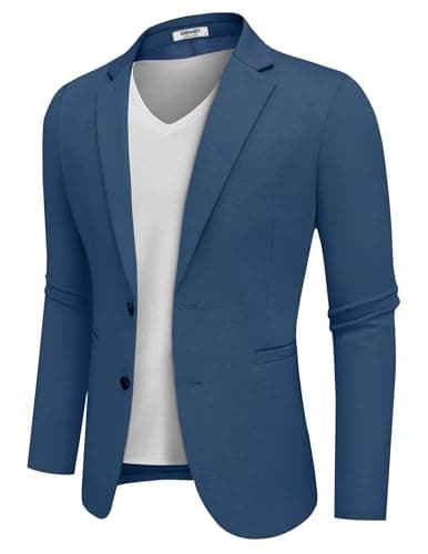 COOFANDY Men's Casual Two-Button Knit Blazer Lightweight Sport Coat Suit Jacket
