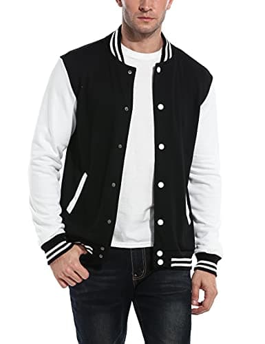 COOFANDY Men's Slim Fit Cotton Varsity Baseball Bomber Jacket