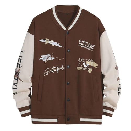 Xoxingysm Unisex Vintage Color Block Baseball Jacket