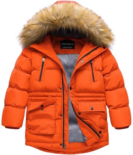 Creatmo US Boy's Winter Water Resistant Hooded Puffer Jacket