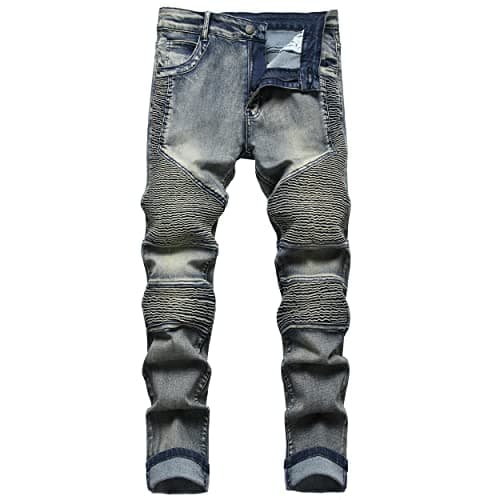 COOSVEN Men's Ripped Slim Straight Denim Jeans with Holes