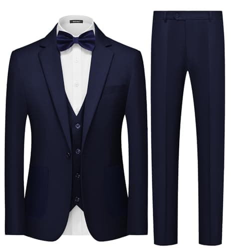 MAGE Men's Slim Fit Tuxedo Suit 3-Piece Set for Weddings and Proms
