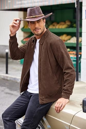 Men's Casual Suede Bomber Jacket