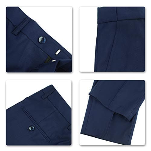 Cloudstyle Men's 3-Piece 2-Buttons Slim Fit Solid Color Smart Wedding Suit