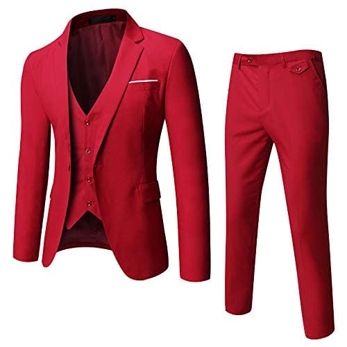 WULFUL Men’s Slim Fit 3-Piece Suit: Blazer, Vest & Pants for Business and Weddings