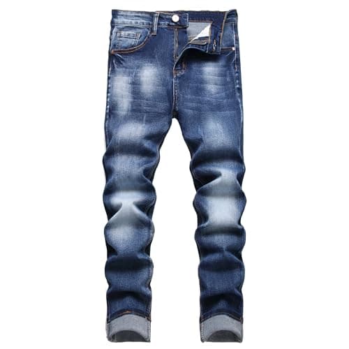 Men's Comfortable Stretch Cargo Jeans - JUNBAOSS Straight Leg Ripped Skinny