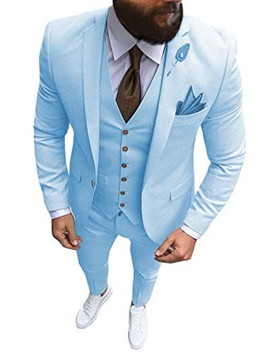 Solove-Suit Men's 3-Piece Regular Fit One-Button Formal Suit for Wedding