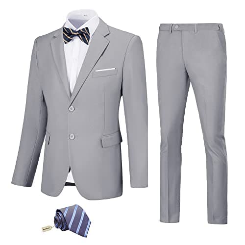 Slim Fit Suit Set for Men: Solid Color Jacket, Pants, and Tie