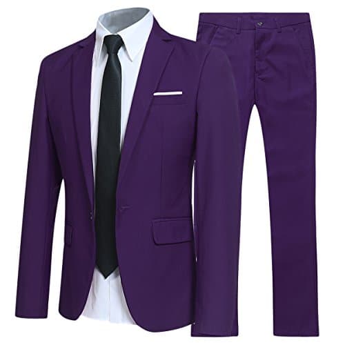 YFFUSHI Men's Slim Fit One-Button Casual Wedding Suit Set