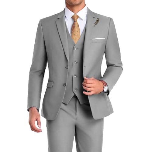 Mrbuerly Men's Slim Fit 3-Piece Suit for Groomsmen with Tie and Pants XS/36-30
