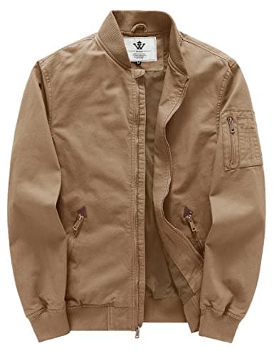 WenVen Men's Lightweight Cotton Flight Bomber Jacket