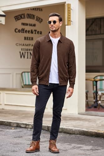 Men's Casual Suede Bomber Jacket