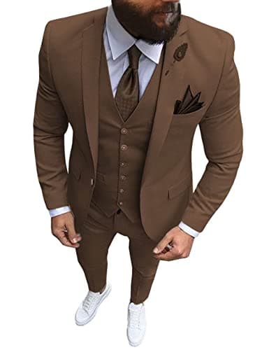 Wangyue Men's Slim Fit 3 Piece Suit Set