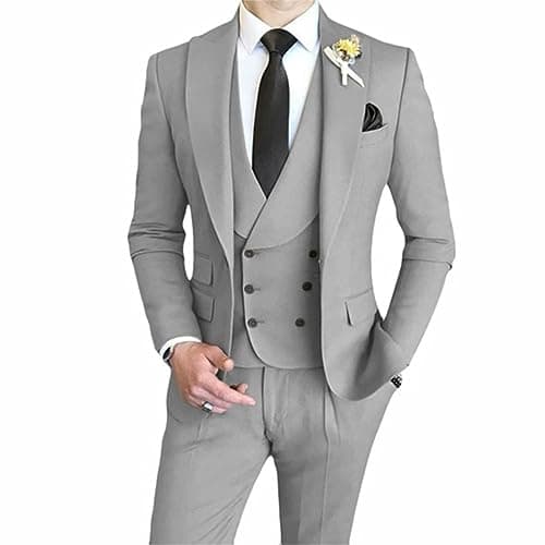 AufewB Men's Elegant Solid One-Button Slim Fit Party Suit Set