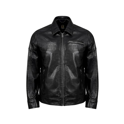 Men's Premium Real Lambskin Polo Collar Jacket - Classic Style
