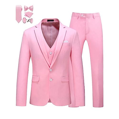 MUGU Mens Slim Fit Pure Color Tuxedo 3 Piece Suit for Wedding Prom