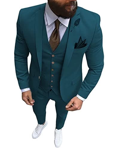 Wangyue Men's Slim Fit 3 Piece Suit Set