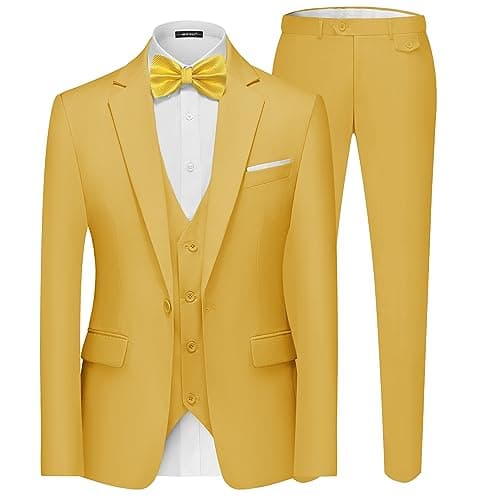 MAGE MALE Men's 3-Piece Slim Fit Suit Set: Elegant Blazer, Vest, and Pants