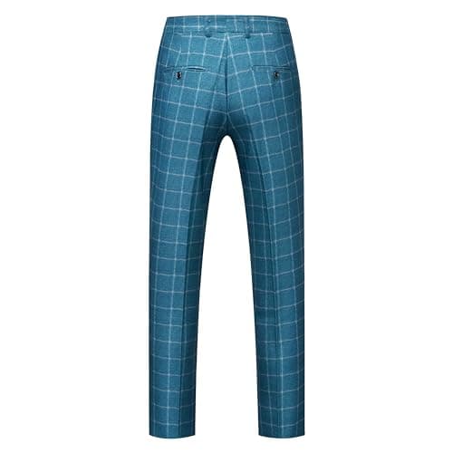 MOGU Men's Slim Fit Plaid Suit - Blazer, Vest, Pants for Weddings, Proms, and Business