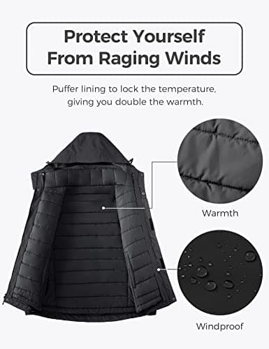 Wantdo Men's 3-in-1 Waterproof Winter Ski Coat
