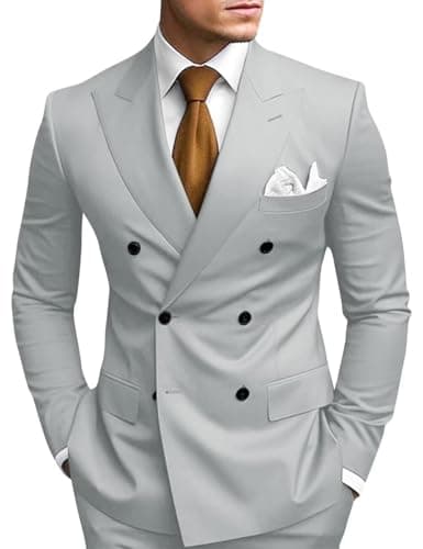 Double Breasted Suit Men Slim Fit 2 Piece Wedding Prom Set