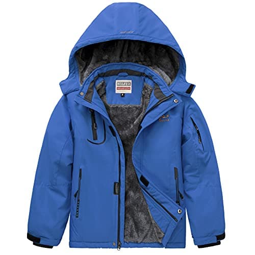 WULFUL Boys' Waterproof Fleece Hooded Ski Jacket